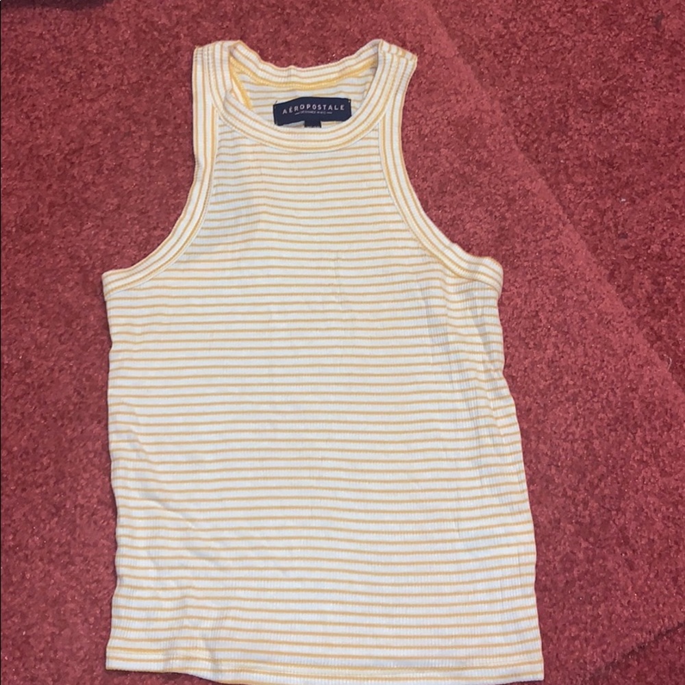white & yellow striped tank